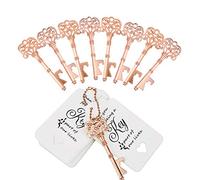 WODEGIFT 60 PCS Bridal Shower Favors，Wedding Favors Key Bottle Opener with Thank You Card Tag and Key Chains,Wedding Souvenirs for Guests(Rose Gold)