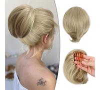Wodelanle Hair Bun Piece de cheveux courte en queue de cheval Extension DrawString Straight Hair Buns avec peigne Bun Updo Fake Hair Piece Fomen