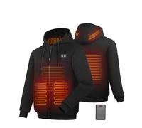 Wodesid Sweat à Capuche Chauffé Veste chauffante Homme Femme avec Batterie Incluse, 16000mAh Rechargeable Zippé Veste Chauffante à Capuche