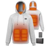 Wodesid Sweat à Capuche Chauffé Veste chauffante Homme Femme avec Batterie Incluse, 16000mAh Rechargeable Zippé Veste Chauffante à Capuche