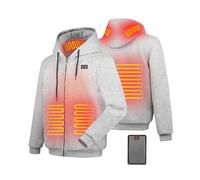Wodesid Sweat à Capuche Chauffé Veste chauffante Homme Femme avec Batterie Incluse, 16000mAh Rechargeable Zippé Veste Chauffante à Capuche
