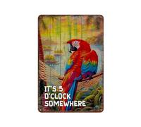 Wodevor Plaque murale décorative en métal « It's Five O'Clock Somewhere » - Plaque murale en métal Happy Hours - Piscine - Plage - Fruits - Cadeau pour cuisine, salon, extérieur - 20,3 x 30,5 cm