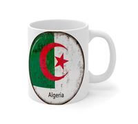 Wodevor Tasse à café Algérie blanche avec drapeaux nationaux de pays marins en céramique - Tasse amusante pour restaurant - Cadeau d'Halloween - Cadeau de fiançailles pour grand-père et grands-parents