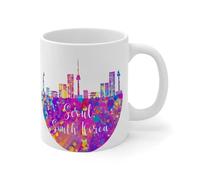 Wodevor Tasses à café drôles de Corée du Sud de Séoul en forme de carte de l'État sarcastique en céramique - Cadeaux pour enseignant, mari, meilleur papa, 325 ml - Blanc