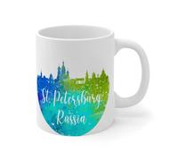 Wodevor Tasses à café russe Saint-Pétersbourg en céramique blanche douce ville pays Fine Art tasse à café thé drôle pendaison de crémaillère tasse blanche brillante Halloween festival cadeau pour