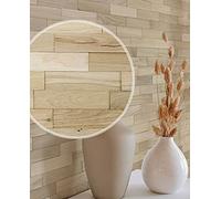 wodewa Revêtement Mural Bois 3D Chêne Nature 1m² Parement Bois Lambris Bois Plaquette de Parement Bois Intérieur Panneaux Muraux Decoration Murale Interieur Nature