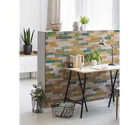 wodewa Revêtement Mural Bois 3D Vintage Style 1m² Parement Bois Lambris Bois Plaquette de Parement Bois Intérieur Panneaux Muraux Decoration Murale Interieur Coloré