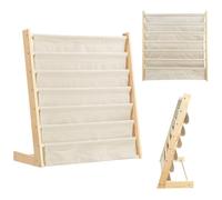 WODFARR 6 Niveaux Bibliothèque pour Enfants avec Poche, Étagère de Rangement Jouets, Bibliothèque Meuble de Rangement pour Enfant, Bibliotheque Enfant en Bois Naturel (Couleur Bois, 1 pc)