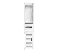 WODFARR Armoire de Salle de Bain étroite, Meuble de Rangement, Petit Meuble pour Toilette avec Porte et Étagères pour Petits Espaces (20x20x80 cm, Porte Double)