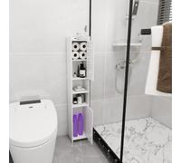 WODFARR Armoire sur Pied de Salle de Bain, Meuble de Rangement, Meuble Salle de Bain Rangement Polyvalent pour Salon, Cuisine, Salle à Manger, Blanc-26 * 22 * 118cm