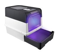 WODFARR Bac à litière pour Chat stérilisé aux UV,Litiere Chat Autonettoyante, Chat Maison de Toilette,Plastique PP, avec Sac désodorisant et Pelle à litière pour Chat Bac à Litiere (c,Noir)
