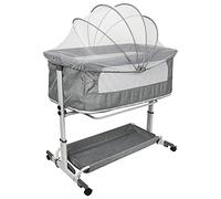 WODFARR Berceau Cododo avec Matelas et Moustiquaire Lit pour Les Bébés de 1 à 36 Mois, Berceau bébé evolutif Lits bébé cododo, 113 * 66 * 84cm, Gris