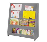 WODFARR Bibliothèque Meuble de Rangement pour Enfant, Bibliothèque pour Enfants avec Poche, Bibliothèque avec Compartiments de Rangement-30 * 70 * 88cm, Noir