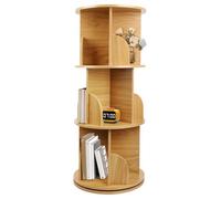 WODFARR Bibliothèque pivotante à 360 degrés- étagère de Rangement - pour Enfants et Adultes - pour Chambre à Coucher, Salon, Bureau- 3 étagères-Couleur Originale du Bois