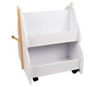 WODFARR Bibliothèque pour Enfants, Étagère de Rangement Enfants avec 4 Roues Universelles, Porte-Livres pour Enfants, pour Livres Jouets (Blanc, 50x54x61 cm)