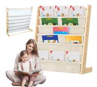 WODFARR Bibliothèque pour Enfants, Rangement sur 6 Niveaux, Porte-Livres pour Enfants, Étagère de Rangement Jouets, Bibliothèque Enfant en Bois (Couleur du Bois, 75x30x76 cm)