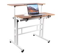 WODFARR Bureau Mobile, Table Informatique avec roulettes et Plateau d'accueil, Table d’Ordinateur pour Domicile, Chambre, Salon, Montage Simple, Stable (Chêne Foncé, 80x60x67-117 cm)