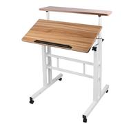 WODFARR Bureau Mobile, Table Informatique avec roulettes et Plateau d'accueil, Table d’Ordinateur pour Domicile, Chambre, Salon, Montage Simple, Stable (Chêne Foncé, 60x60x67-117 cm)