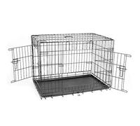 WODFARR Cage pour chien 106 x 76 x 71 cm - Cage pour chien avec 2 portes - Plateau en plastique extensible pliable - Noir