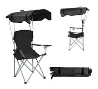 WODFARR Chaise de Camping Pliante, Fauteuil de Jardin, Porte-gobelet, Parasol, Sac,Charge Max 120 KG, pour Randonnée, Plage, Pêche/Simple/Pratique/Facile/Décontracté (Noir,1PC)