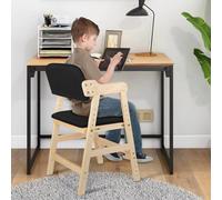 WODFARR Chaise Haute Évolutive en Bois Naturel Sit Up 3 Hauteur Réglable, Chaise élévatrice en pin pour Enfants-Noir
