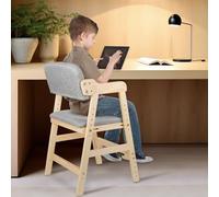 WODFARR Chaise Haute Évolutive en Bois Naturel Sit Up 3 Hauteur Réglable, Chaise élévatrice en pin pour Enfants-Gris