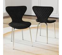 WODFARR Chaises de Salle à Manger Lot de 2, Chaises de Cuisine Chaise rembourrée pour Salle à Manger, Cuisine, Salon, Bureau, Coiffeuse, 50.5x46x81cm-noir