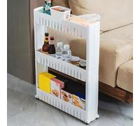 WODFARR Chariot de Rangement Mince 3 Niveaux, Étroit Chariot à roulettes, Organisateur D'étagères de Rangement Mobile pour Cuisine, Salle de Bain, Garage (3 Niveaux,54.5x12.5x71cm)