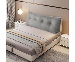 WODFARR Coussin de Lecture Cale Dos, Coussin à Coins, Oreiller Gris, Oreiller en Coton PP, Confort Luxueux, Oreiller de Haute qualité, 120/140/160/180/200cm (140 * 50 * 20cm)