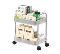 WODFARR Desserte à roulettes, Étagère Roulante, Chariot de Rangement à 2 Niveaux en Acrylique Transparent, Gain de Place, pour Cuisine, Bureau, Salle de Bain （2 Niveaux，40x28.5x44.4 cm）