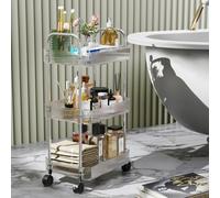 WODFARR Desserte à roulettes, Étagère Roulante, Chariot de Rangement à 3 Niveaux en Acrylique Transparent, Gain de Place, pour Cuisine, Bureau, Salle de Bain （3 Niveaux，40x28.5x69.7 cm）