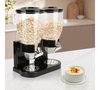 WODFARR Distributeurs de Céréales, Cornflakes Dispenser, Distributeur de Cacahouètes avec 2 Contenants, Système Rotatif, Sans BPA, Outils de Cuisine, Deux Récipients de 3,5 L (Noir 1PC)