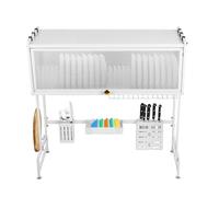 WODFARR Égouttoir à Vaisselle à 2 étages au-Dessus de l'évier,Porte-ustensiles,Évier de Cuisine, Acier au Carbone, Support d'égouttage, Support pour Planches à découper,75 * 30 * 78cm, Blanc