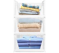 WODFARR Empilable Organisateur Armoire, Rangement Tiroir Vetement, Plastique Tiroir Coulissant Placard, Boite Rangement Empilable Pour Vêtements Couettes Et Jouets-33.5 * 43 * 54.5cm