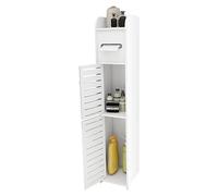 WODFARR Étagère de Rangement Blanche pour Salle de Bain, Armoire Meubles de Salle de Bains collonne, Support pour Papiers Toilettes, Robuste et durable-17 * 15 * 78cm
