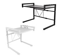 WODFARR Étagère extensible pour micro-ondes - Réglable - Support pour micro-ondes - Support pour micro-ondes en acier au carbone - 40 à 65 cm (noir)