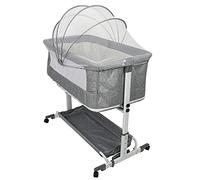 WODFARR Lit Cododo Bébé 2 en 1, Berceau Cododo avec Matelas et Moustiquaire, Berceau Bébé, Capacité de Charge 50KG, Réglage de la Hauteur (113 * 66 * 84cm, Gris)