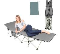 WODFARR Lit de Camp Pliable Tête Inclinée Poche de Rangement Latérale, Convient à Une Large Gamme d'applications,190CM