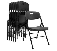 WODFARR Lot de 2 chaises Pliantes en Plastique Robustes, Portables et Robustes, supporte jusqu'à 120kg,56x49x80cm-NOIR
