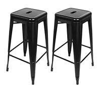 WODFARR Lot de 2 tabourets de Bar Noirs empilables, chaises de Salle à Manger, tabourets de Bar, Bar Industriel, extérieur, H76*L42*W42cm