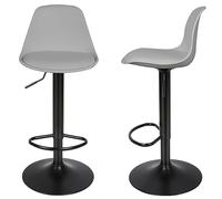 WODFARR Lot de 2 tabourets de Bar, Tabouret de Bar en Cuir synthétique réglable en Hauteur,tabourets de Bar Cuisine Design SIG,Rotative à 360°,Moulage par pulvérisation-Gris Clair