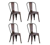 WODFARR Lot de 4 Chaises de Salle à Manger Empilables en Métal Style Industriel Vintage, Chaise Bistrot Chaise de Cuisine pour Bar, Café, Restaurant, Jardin 43x46x85 cm (Rouiller-4pcs)