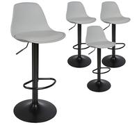 WODFARR Lot de 4 tabourets de Bar, Tabouret de Bar en Cuir synthétique réglable en Hauteur,tabourets de Bar Cuisine Design SIG,Rotative à 360°,Moulage par pulvérisation-Gris Clair