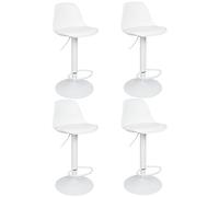 WODFARR Lot de 4 tabourets de Bar, Tabouret de Bar en Cuir synthétique réglable en Hauteur,tabourets de Bar Cuisine Design SIG,Rotative à 360°,Moulage par pulvérisation-Blanc