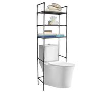 WODFARR Meuble de Toilette,Colonne de Toilette,Meuble WC 3 rangées étagère de Salle de Bains,Toilettes WC (150 * 50 * 26cm,Noir)