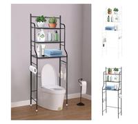 WODFARR Meuble de Toilette,Colonne de Toilette,Meuble WC 3 rangées étagère de Salle de Bains,Toilettes WC (165 * 55 * 26cm,Noir)