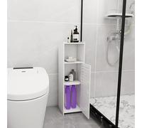 WODFARR Meuble Toilettes WC Rangement,Petit Meuble de Rangement pour Toilettes,Meuble Salle de Bain,Étagère Réglable, Pieds Résistant à l’Eau, Petits Espaces (23 * 22 * 78cm)