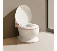 WODFARR Pot Bébé Toilette, Siège d'Apprentissage de la Propreté, 1-4 ans, Pare-Éclaboussures, Vrai Son de Chasse d'Eau, Cuvette Amovible, Facile à Nettoyer (Rose)