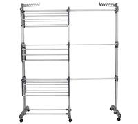 WODFARR Séchoir à Linge, Tour de Séchage, Étendoir Vertical 4 Niveaux, étendoir Pliable Ailes latérales Utilisation intérieure et extérieure,75-142,5 * 64 * 170cm (Gris)