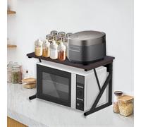 WODFARR Support de Four à Micro-Ondes Étagère de Rangement pour Micro-Ondes, Tablette de Comptoir de Cuisine Multifonction de Stockage, Meuble Micro Onde en Acier au Carbone (Noir, 54x34.5x35 cm)